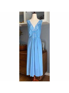 Vintage Vanity Fair Full Sweep 80-815 Olga style Nightgown Dress Blue Sz XL